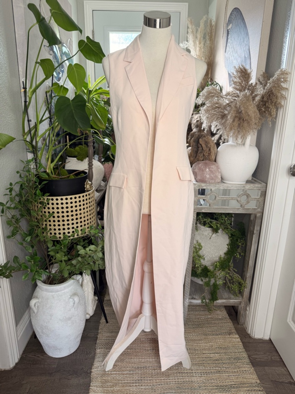 Amanda Uprichard Sleeveless Long Blush Pink Tailored Vest- Small